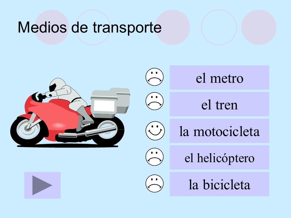 Medios de transporte el metro el tren la motocicleta la bicicleta