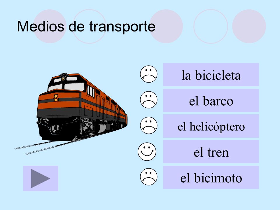 Medios de transporte la bicicleta el barco el tren el bicimoto