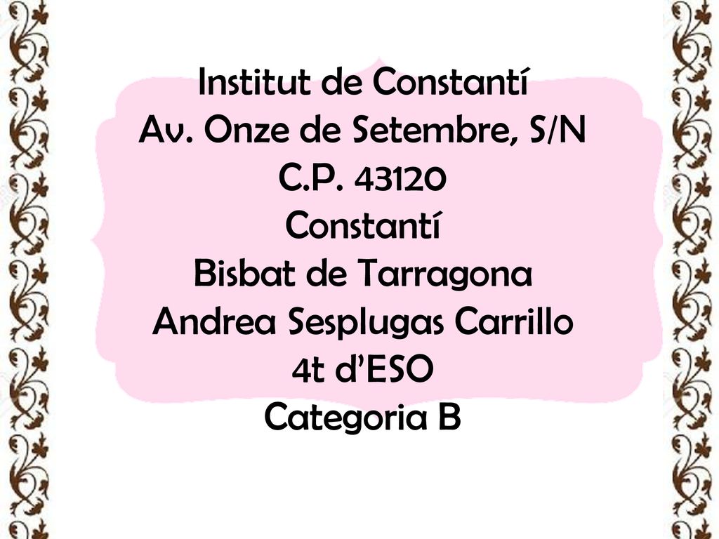 Institut de Constantí Av. Onze de Setembre, S/N C. P