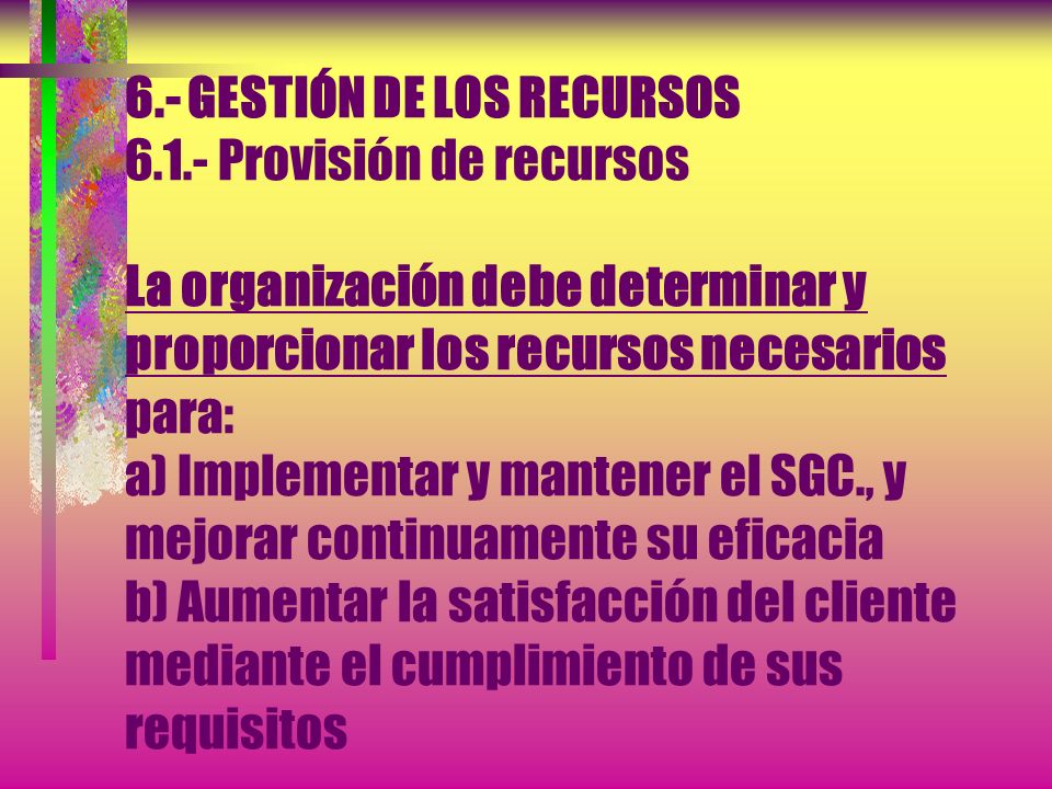 6. - GESTIÓN DE LOS RECURSOS 6. 1
