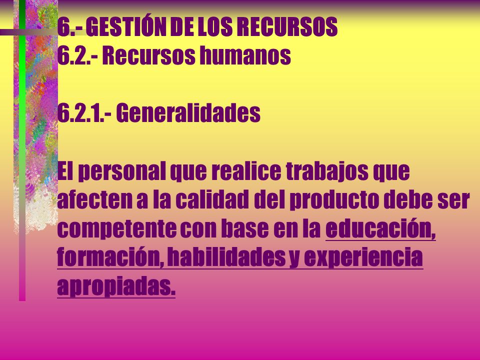 6. - GESTIÓN DE LOS RECURSOS Recursos humanos