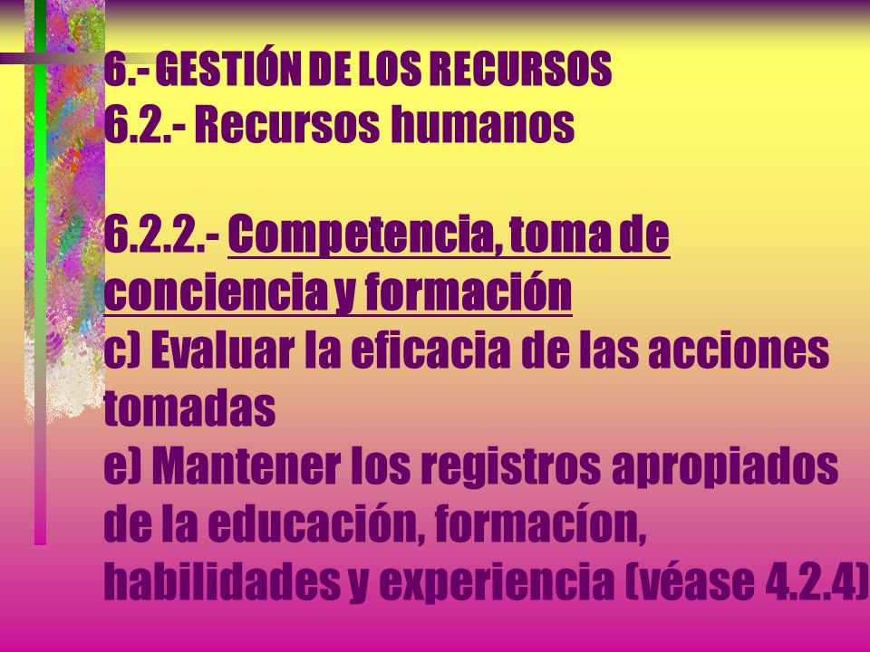 6. - GESTIÓN DE LOS RECURSOS Recursos humanos