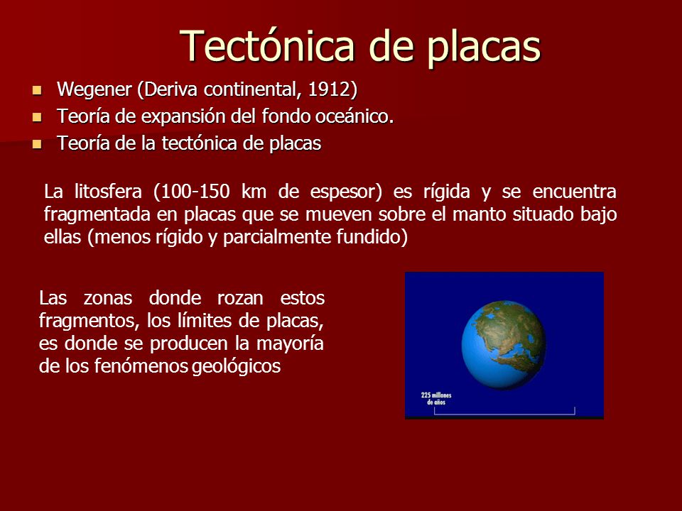 Tectónica de placas Wegener (Deriva continental, 1912)