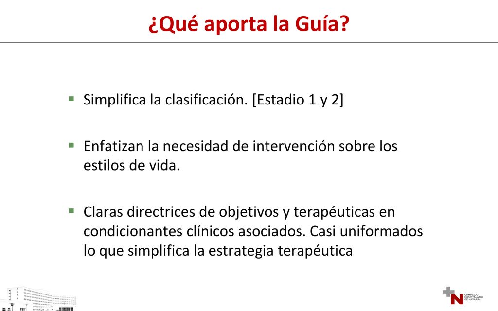 ¿Qué aporta la Guía Simplifica la clasificación. [Estadio 1 y 2]