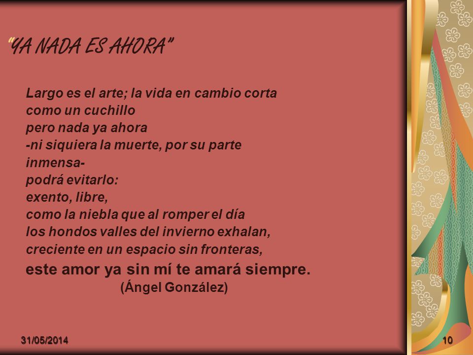 YA NADA ES AHORA este amor ya sin mí te amará siempre.