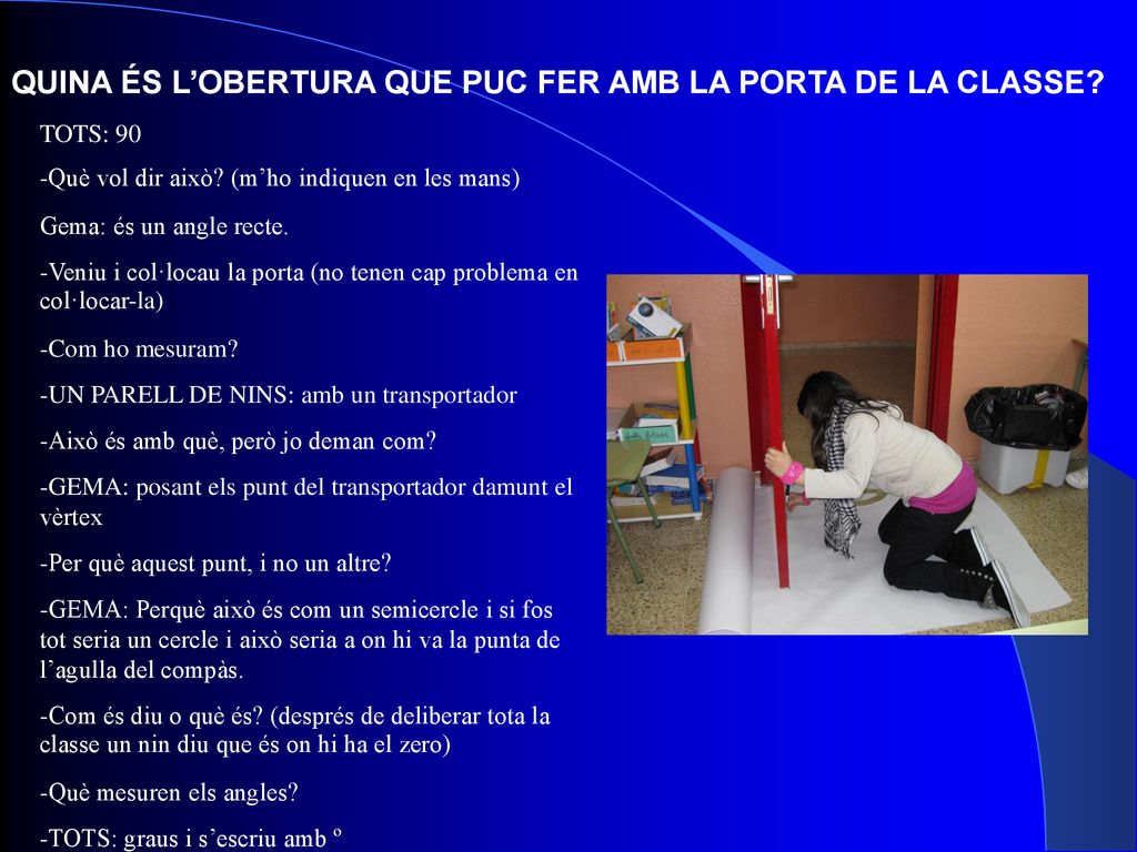 QUINA ÉS L’OBERTURA QUE PUC FER AMB LA PORTA DE LA CLASSE