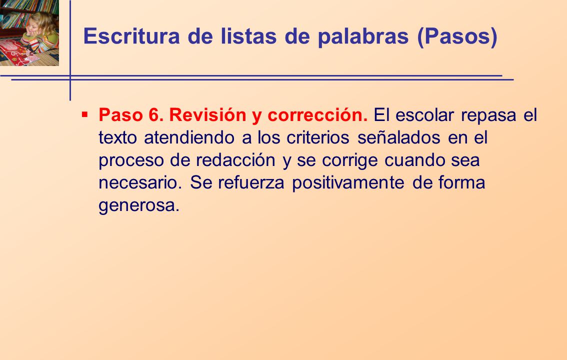 Escritura de listas de palabras (Pasos)