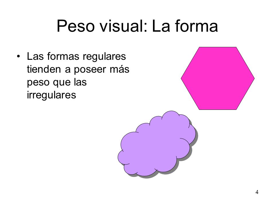 Peso visual: La forma Las formas regulares tienden a poseer más peso que las irregulares 4