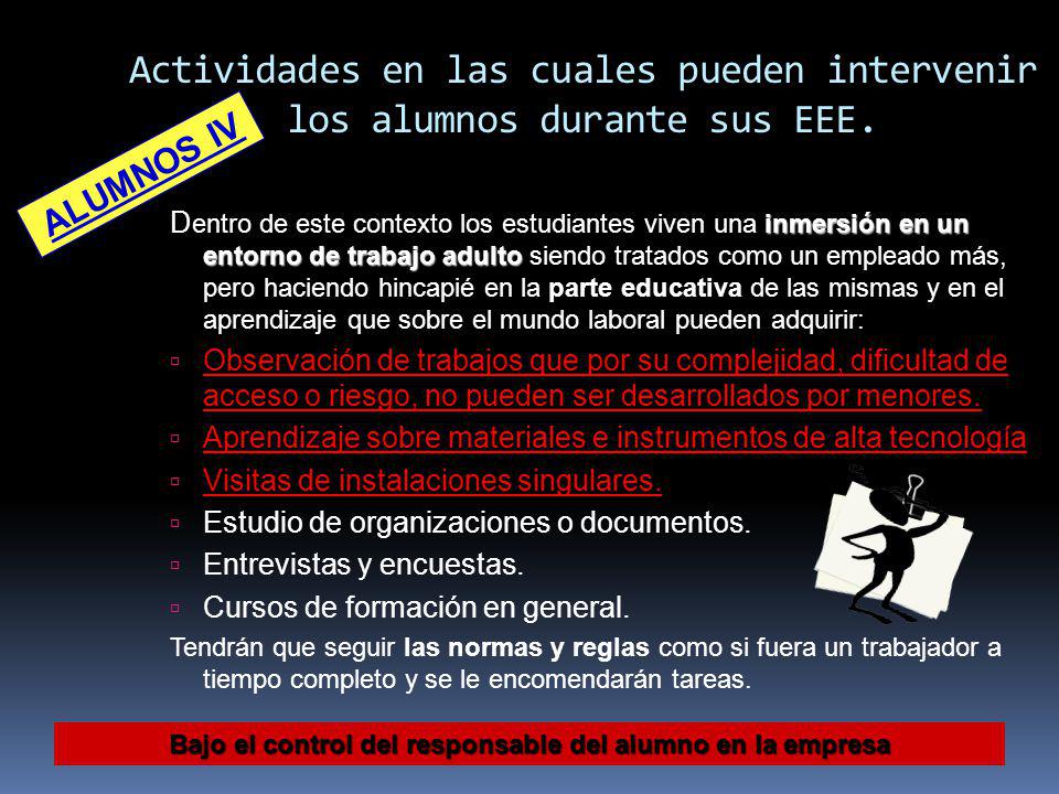 Bajo el control del responsable del alumno en la empresa