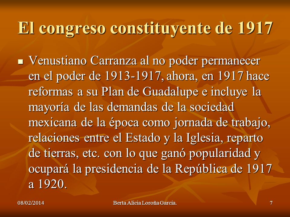 El congreso constituyente de 1917