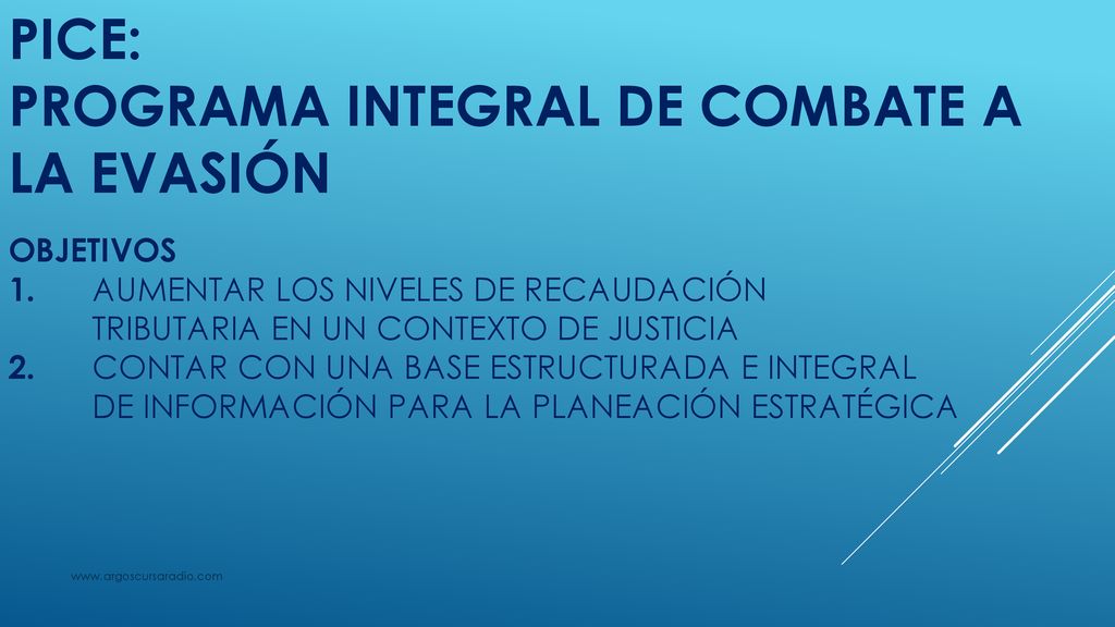 PICE: PROGRAMA INTEGRAL DE COMBATE A LA EVASIÓN OBJETIVOS 1