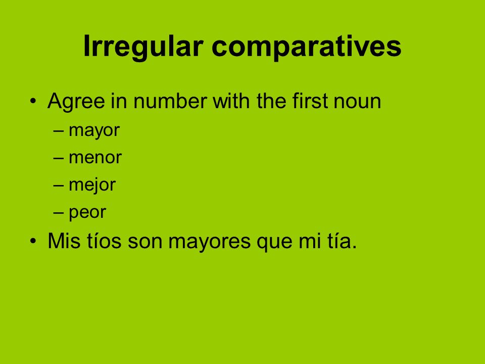 Irregular comparatives