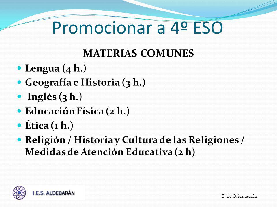 Promocionar a 4º ESO MATERIAS COMUNES Lengua (4 h.)