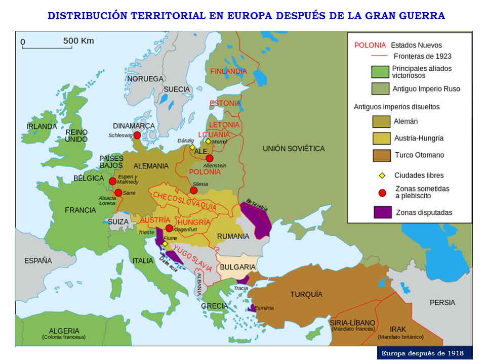 DISTRIBUCIÓN TERRITORIAL EN EUROPA DESPUÉS DE LA GRAN GUERRA