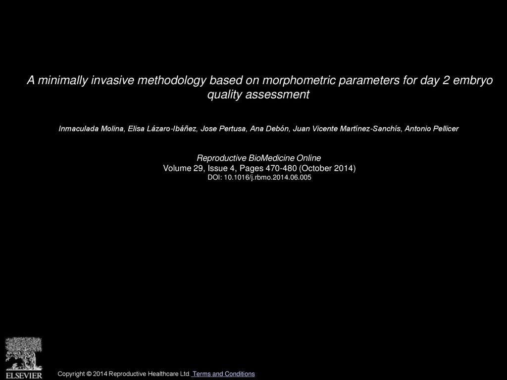 A minimally invasive methodology based on morphometric parameters for day 2 embryo quality assessment