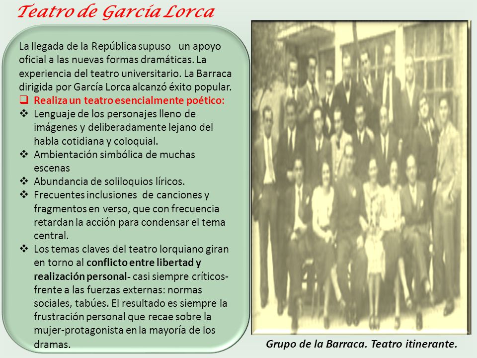 Teatro de García Lorca Grupo de la Barraca. Teatro itinerante.