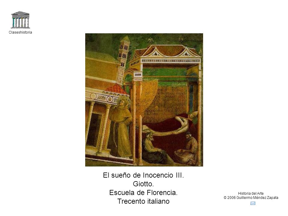 El sueño de Inocencio III. Giotto. Escuela de Florencia.