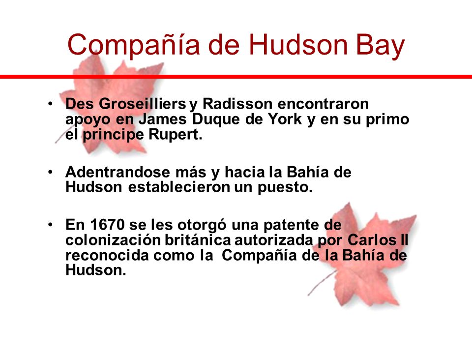 Compañía de Hudson Bay Des Groseilliers y Radisson encontraron apoyo en James Duque de York y en su primo el principe Rupert.