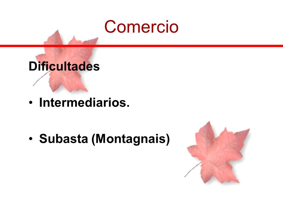 Comercio Dificultades Intermediarios. Subasta (Montagnais)