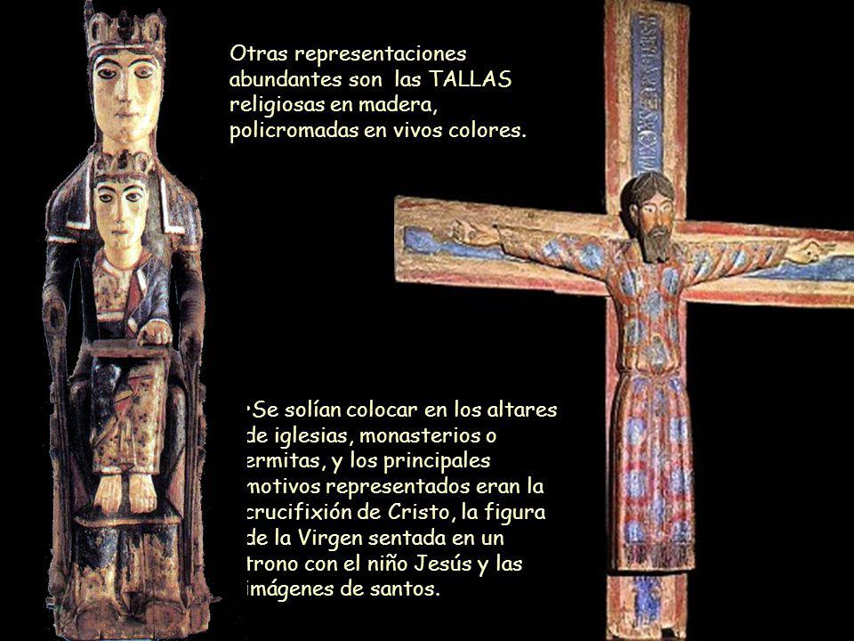 Otras representaciones abundantes son las TALLAS religiosas en madera, policromadas en vivos colores.