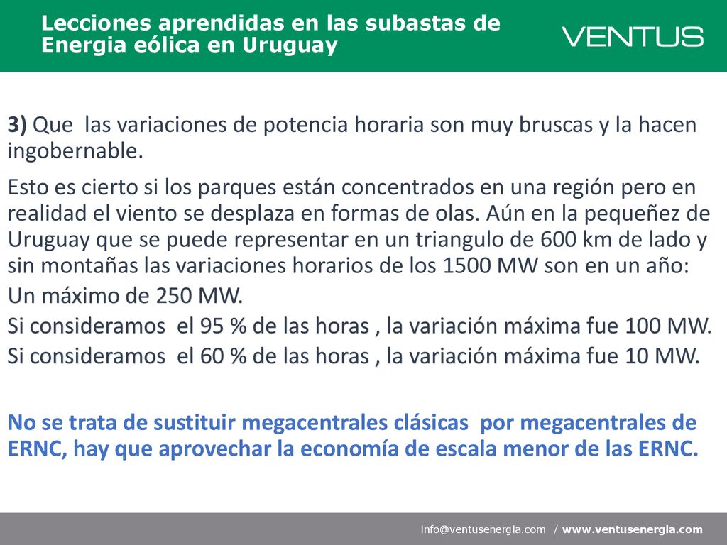 Lecciones aprendidas en las subastas de Energia eólica en Uruguay