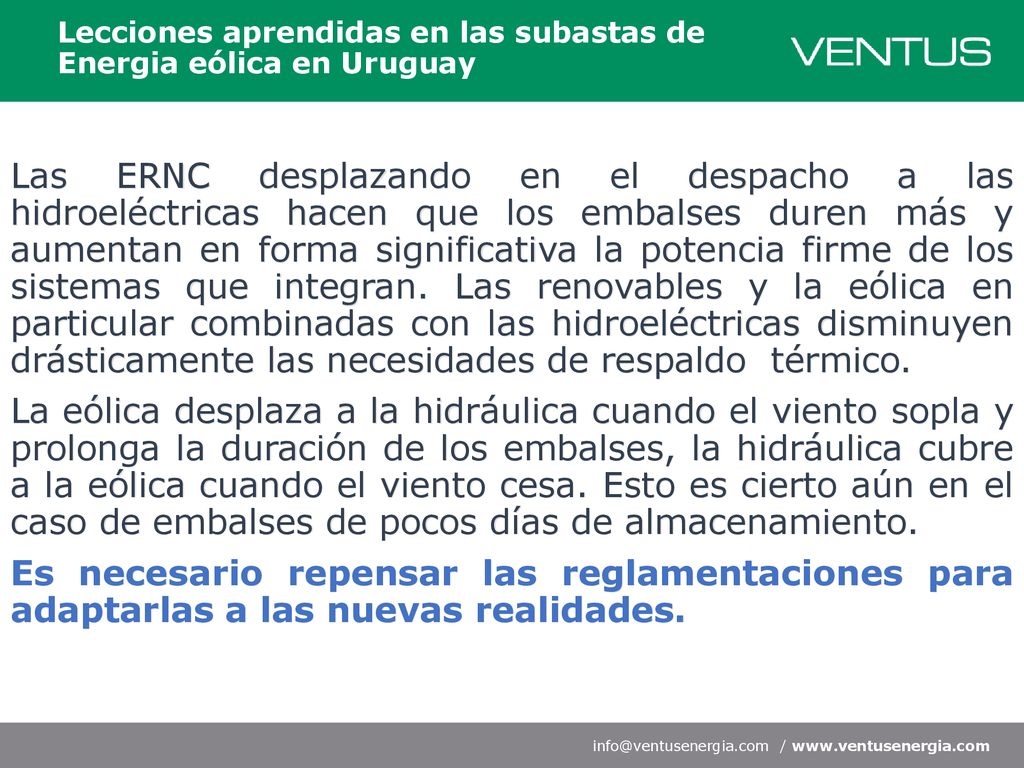 Lecciones aprendidas en las subastas de Energia eólica en Uruguay