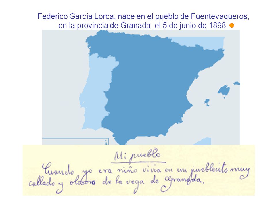 Federico García Lorca, nace en el pueblo de Fuentevaqueros,