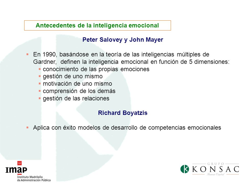 Antecedentes de la inteligencia emocional Peter Salovey y John Mayer