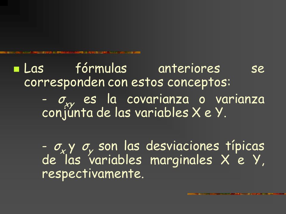 Las fórmulas anteriores se corresponden con estos conceptos: