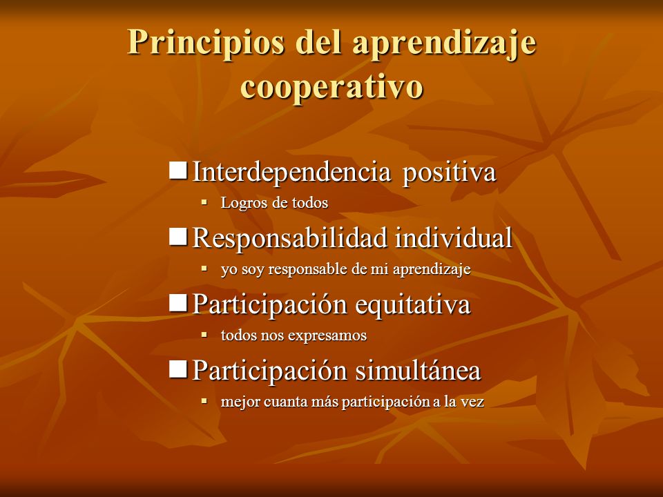 Principios del aprendizaje cooperativo