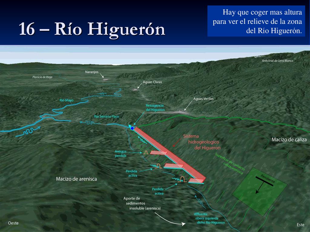 Hay que coger mas altura para ver el relieve de la zona del Río Higuerón.