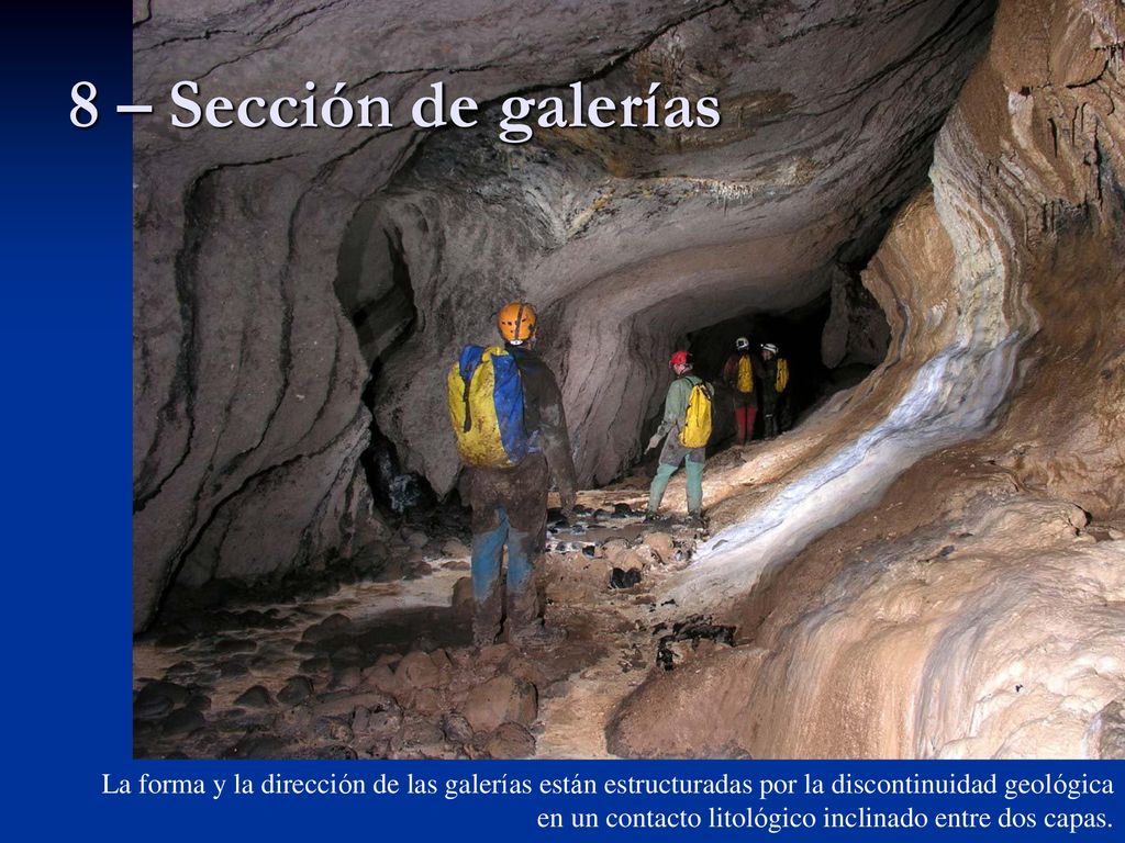 8 – Sección de galerías La forma y la dirección de las galerías están estructuradas por la discontinuidad geológica.