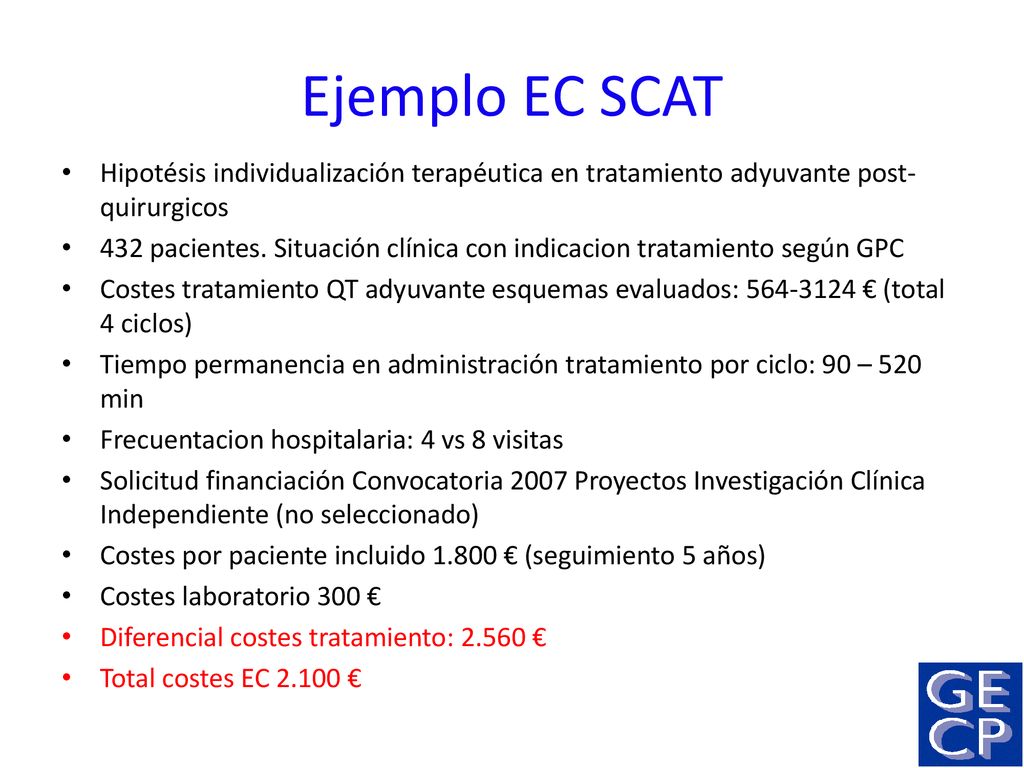 Ejemplo EC SCAT Hipotésis individualización terapéutica en tratamiento adyuvante post-quirurgicos.