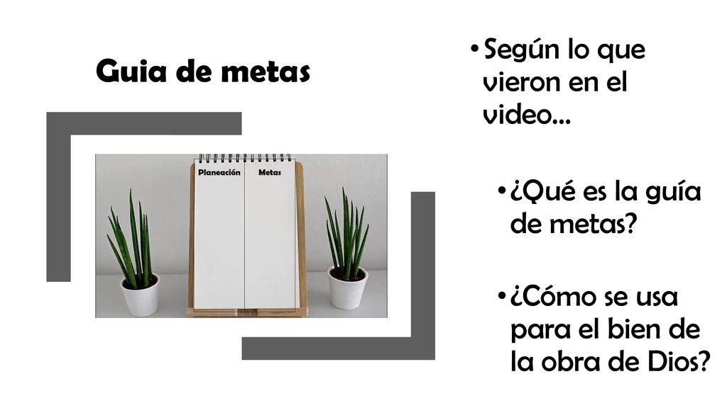 Guia de metas Según lo que vieron en el video…