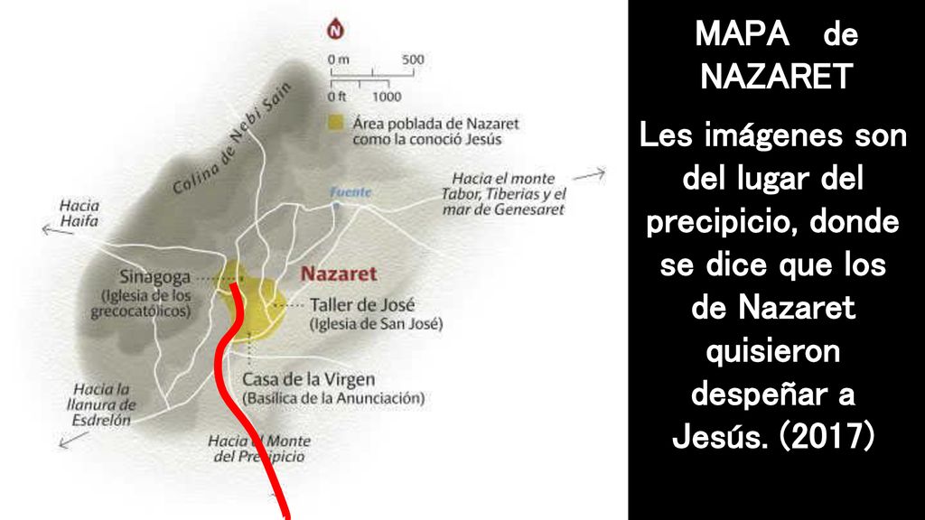 MAPA de NAZARET Les imágenes son del lugar del precipicio, donde se dice que los de Nazaret quisieron despeñar a Jesús.
