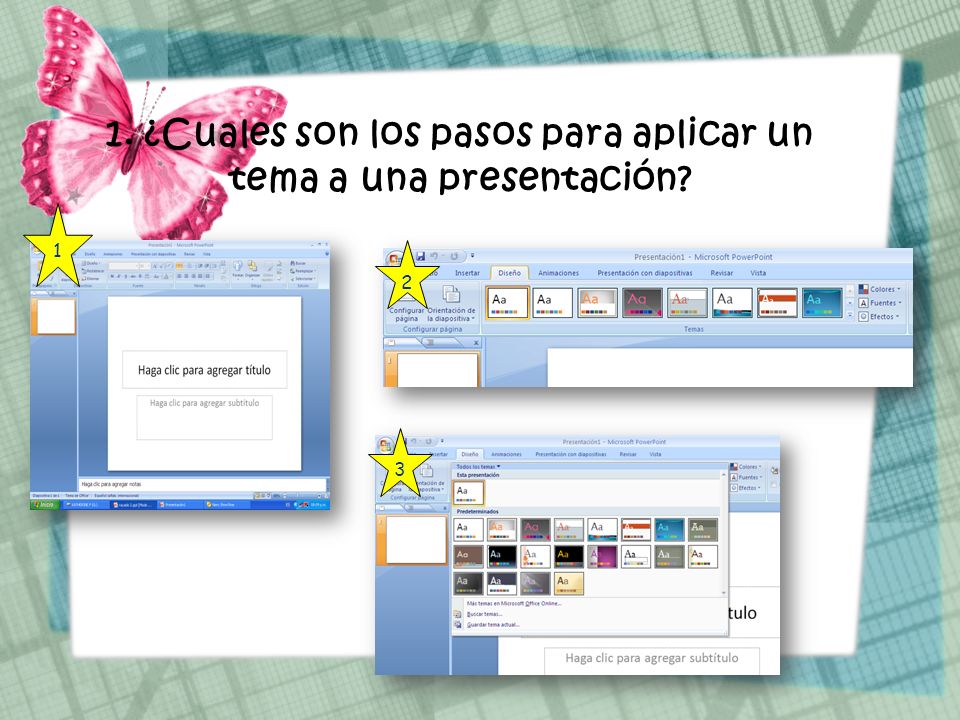 1. ¿Cuales son los pasos para aplicar un tema a una presentación