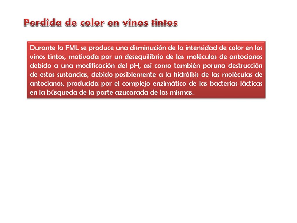 Perdida de color en vinos tintos