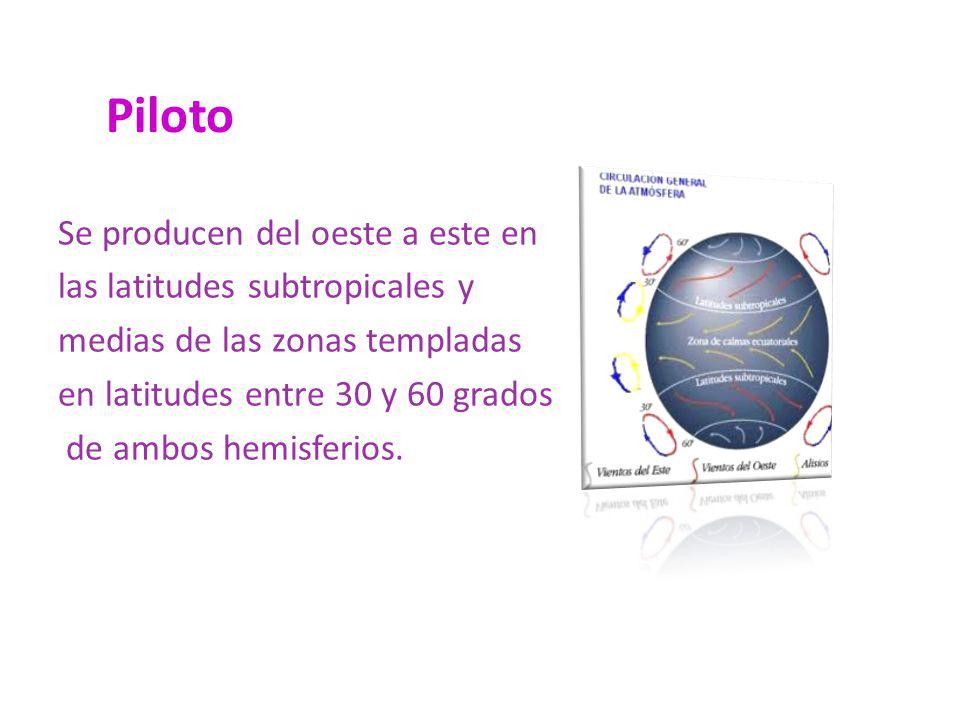 Piloto Se producen del oeste a este en las latitudes subtropicales y