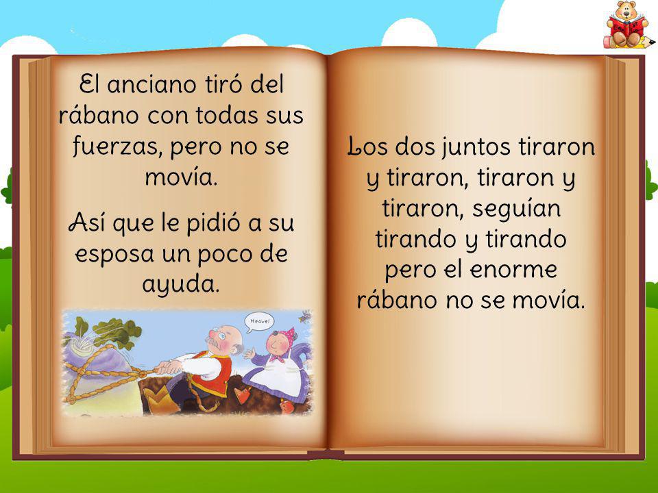 El anciano tiró del rábano con todas sus fuerzas, pero no se movía.