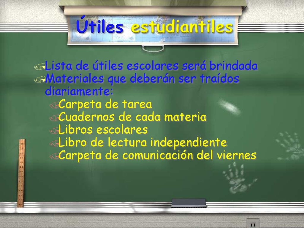 Útiles estudiantiles Lista de útiles escolares será brindada