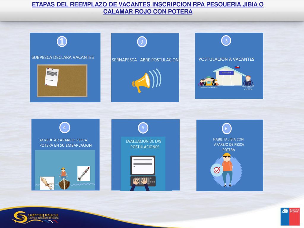 ETAPAS DEL REEMPLAZO DE VACANTES INSCRIPCION RPA PESQUERIA JIBIA O CALAMAR ROJO CON POTERA