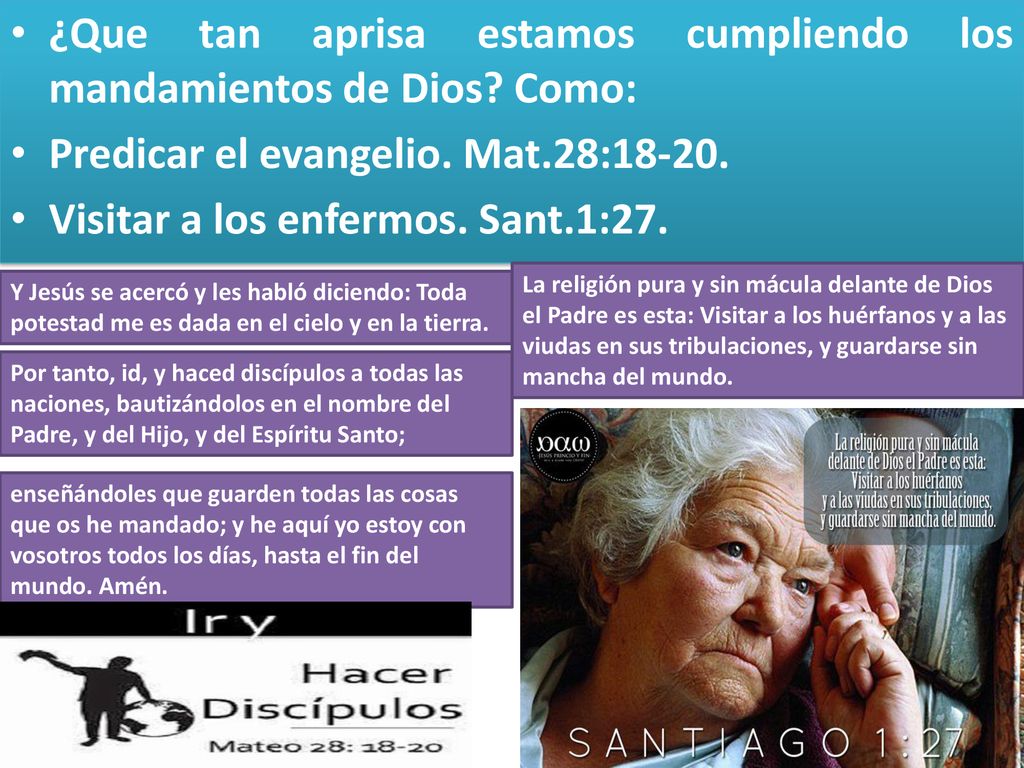 ¿Que tan aprisa estamos cumpliendo los mandamientos de Dios Como: