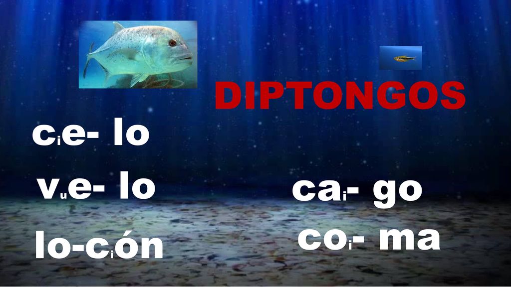 DIPTONGOS cie- lo vue- lo cai- go coi- ma lo-ción