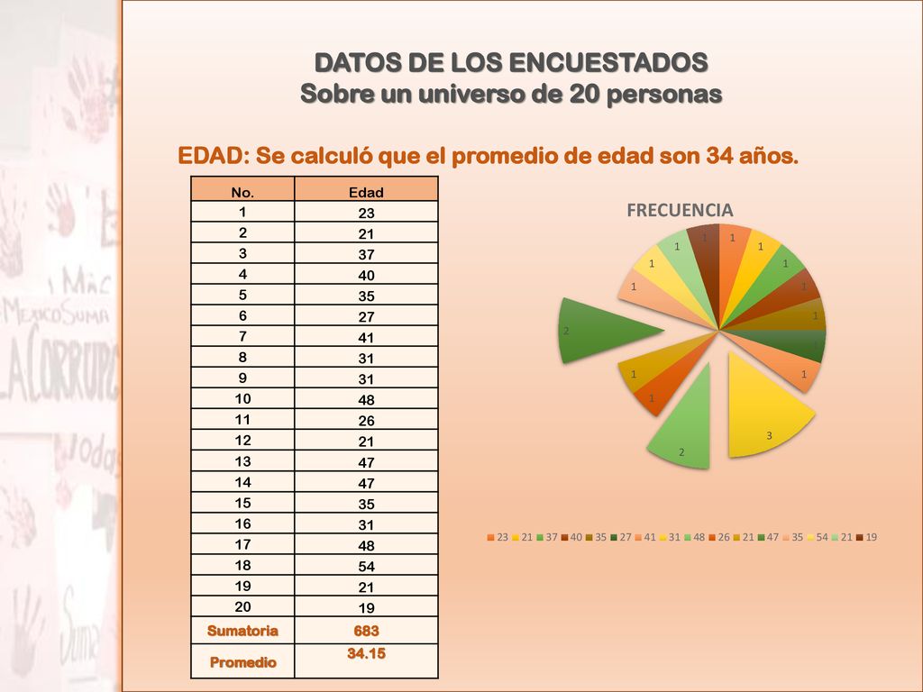 DATOS DE LOS ENCUESTADOS Sobre un universo de 20 personas