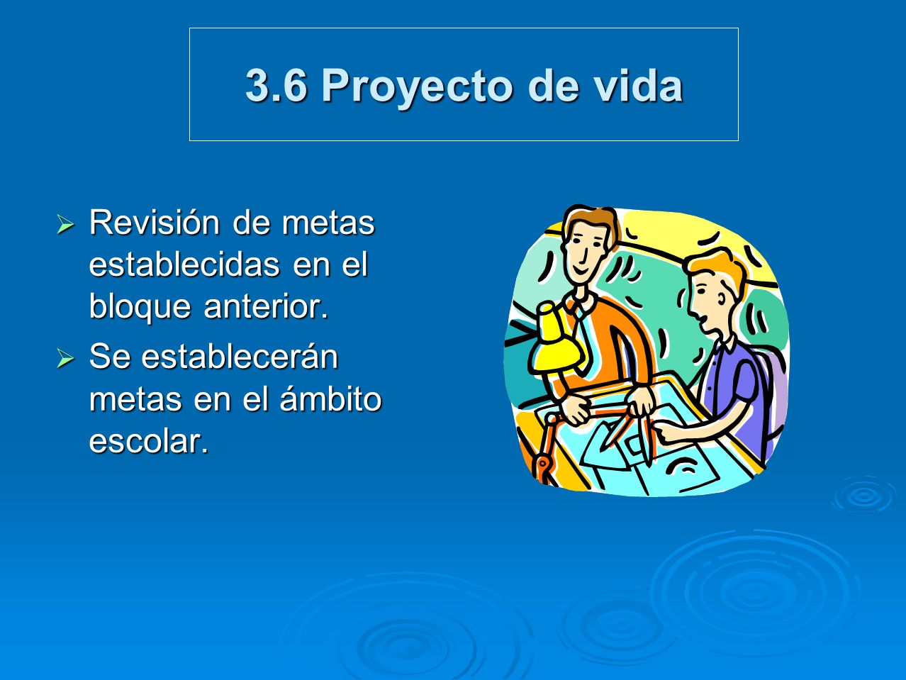 3.6 Proyecto de vida Revisión de metas establecidas en el bloque anterior.