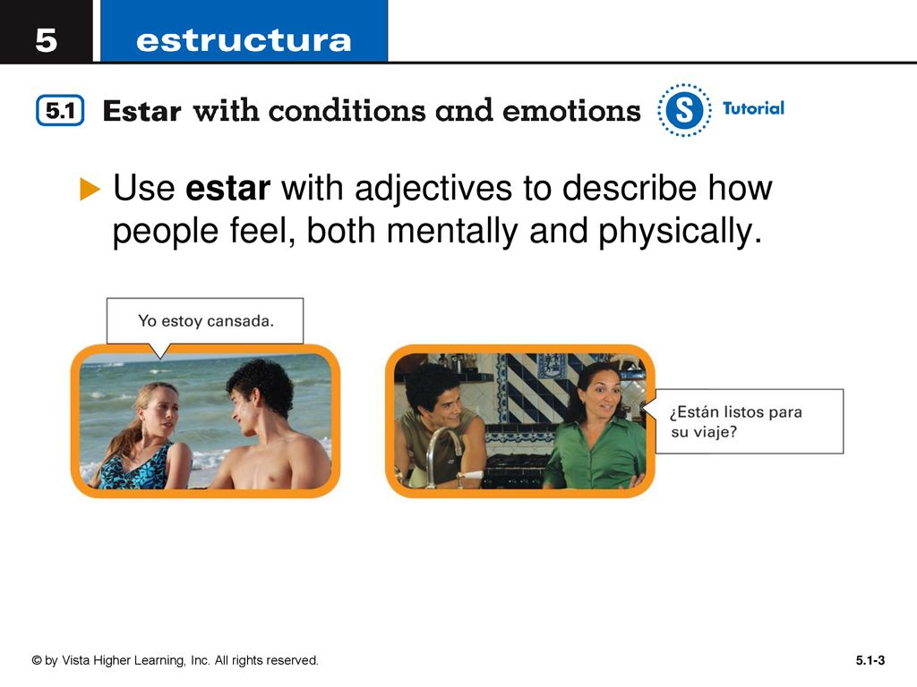 Use estar with adjectives to describe how people feel, both mentally and physically.