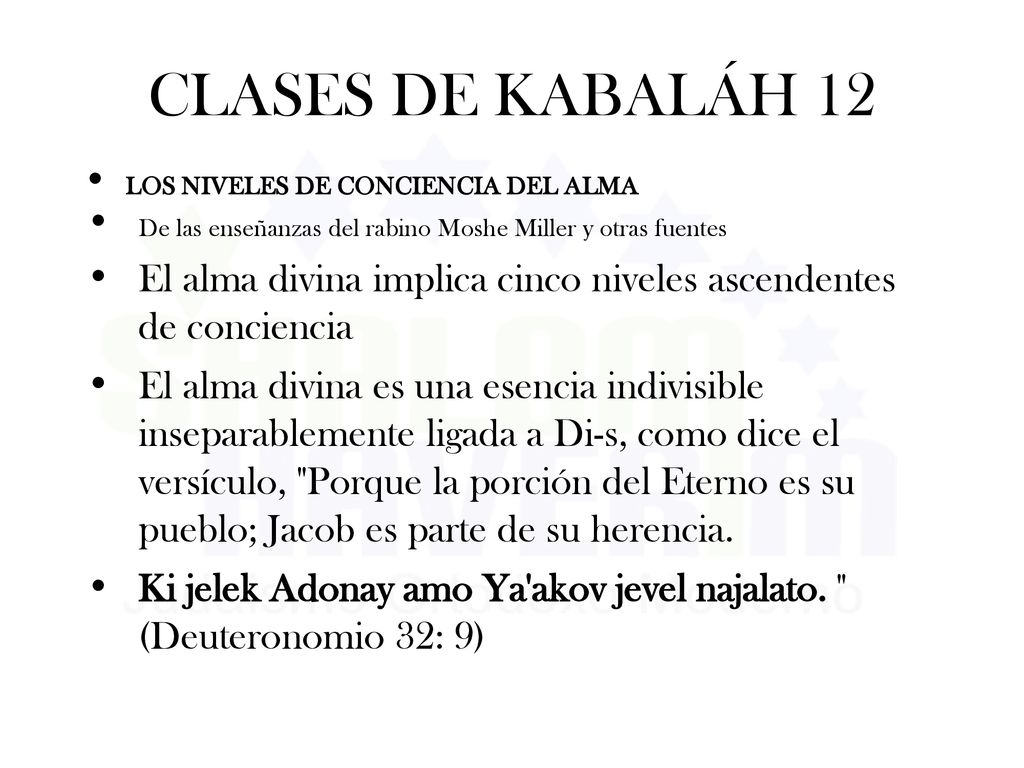 CLASES DE KABALÁH 12 LOS NIVELES DE CONCIENCIA DEL ALMA. De las enseñanzas del rabino Moshe Miller y otras fuentes.