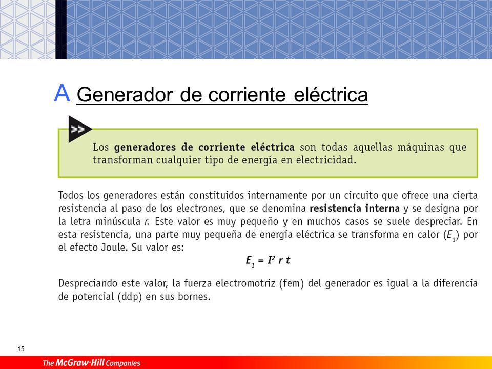 Tipos de generadores Generadores de corriente continua: Dinamos.