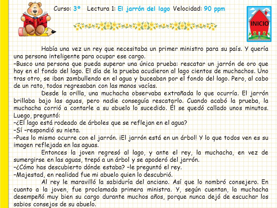 Curso: 3º Lectura 1: El jarrón del lago Velocidad: 90 ppm