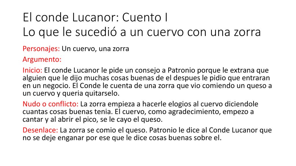 El conde Lucanor: Cuento I Lo que le sucedió a un cuervo con una zorra